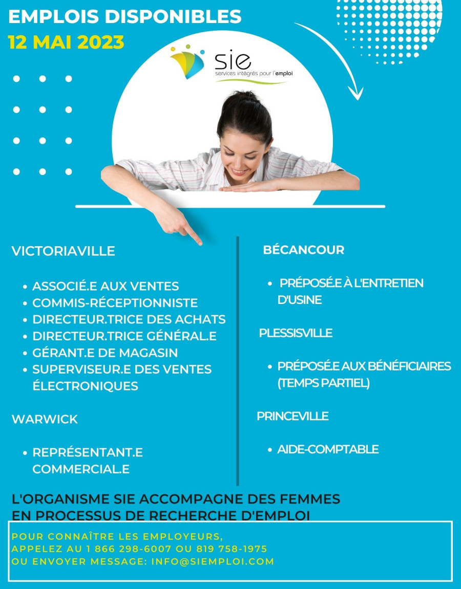 Emplois pour vous  !  CE 12 MAI 2023