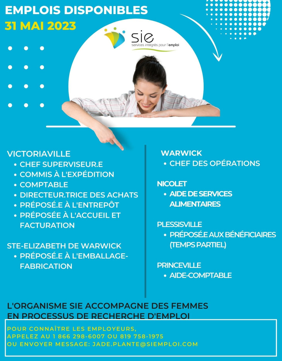 Emplois pour vous ! Ce 31 mai 2023