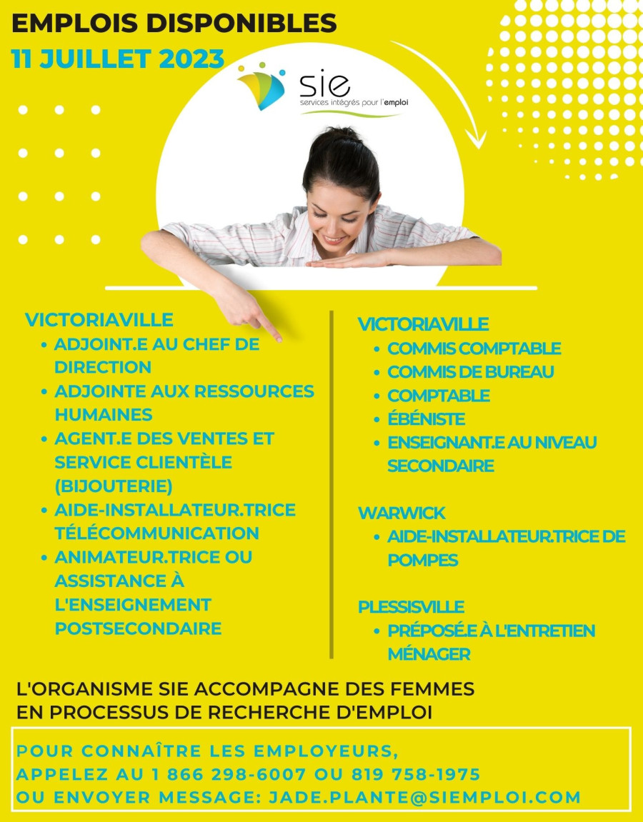 Emplois disponibles - 11 juillet 2023