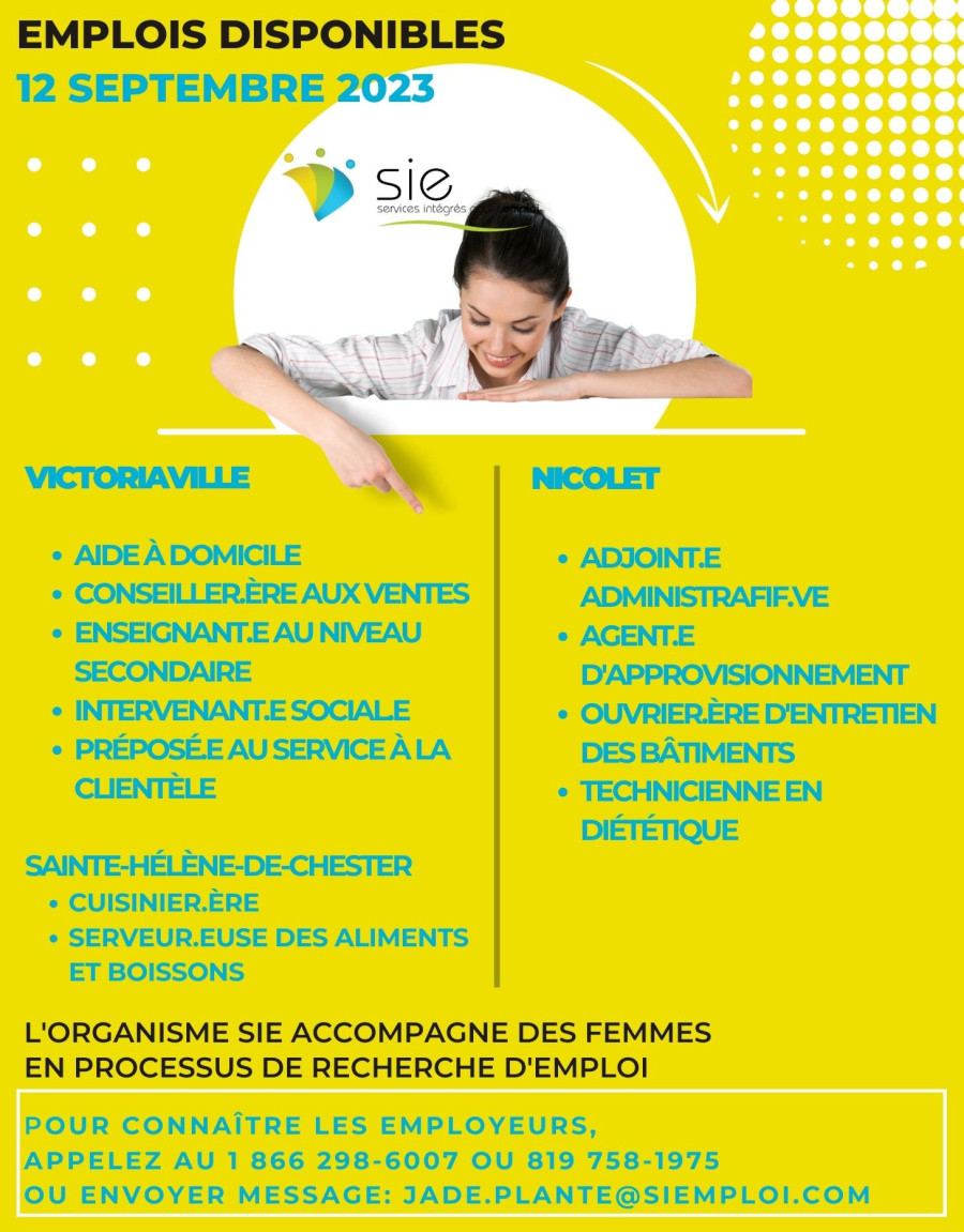 Emplois disponible - 12 septembre