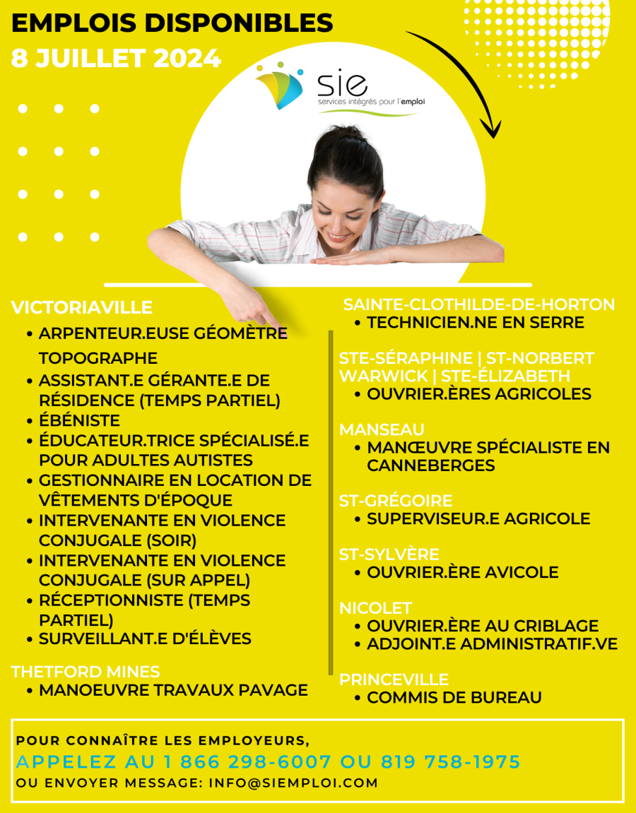 Emplois | 8 juillet 2024