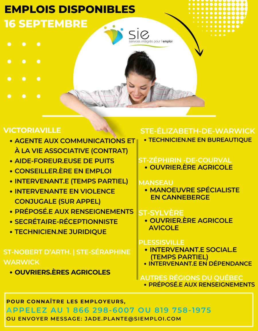 EMPLOIS | 16 SEPTEMBRE 2024