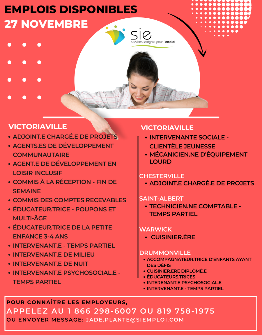EMPLOIS | 27 NOVEMBRE 2024