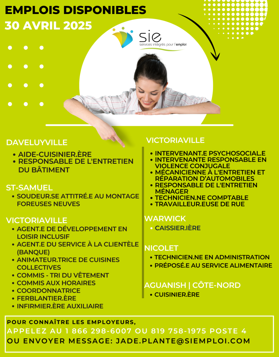 EMPLOIS | 30 AVRIL 2025