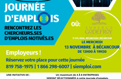 EMPLOYEURS: PARTICIPEZ À CETTE JOURNÉE D'EMPLOIS À BÉCANCOUR